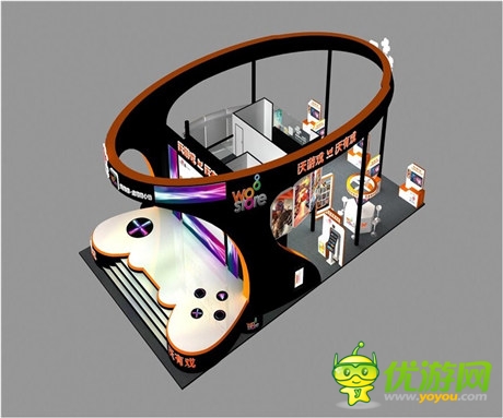 聯(lián)通沃商店2014CJ展臺首爆 游戲手柄形超炫舞臺