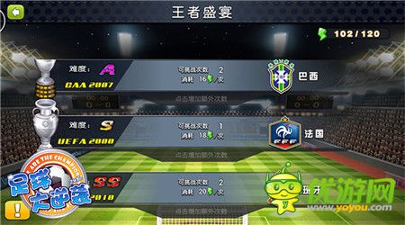 歐洲聯(lián)賽正當(dāng)時(shí)《足球大逆襲》王者盛宴雙倍金幣